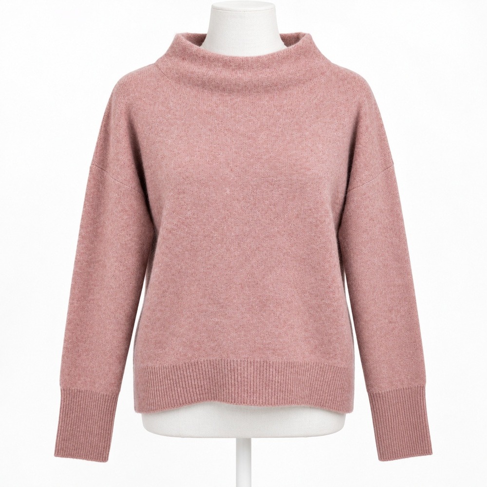 Vince 100% Cashmere Funnel Neck Sweater Size S Pink Quiet Luxury 90s Minimalist